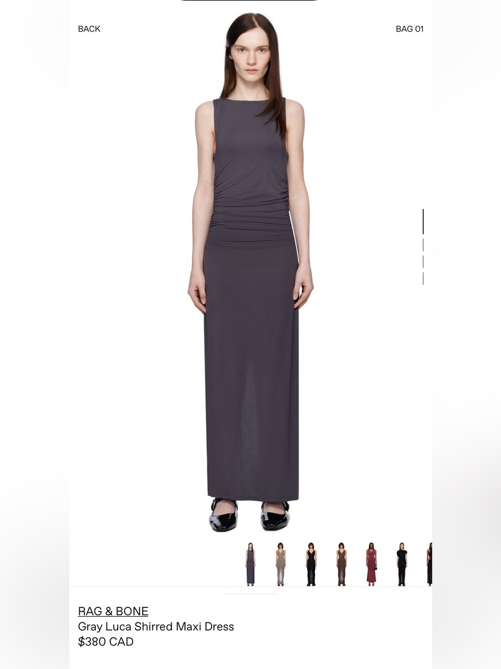 rag & bone Gray Shirred Sleeveless Maxi Dress